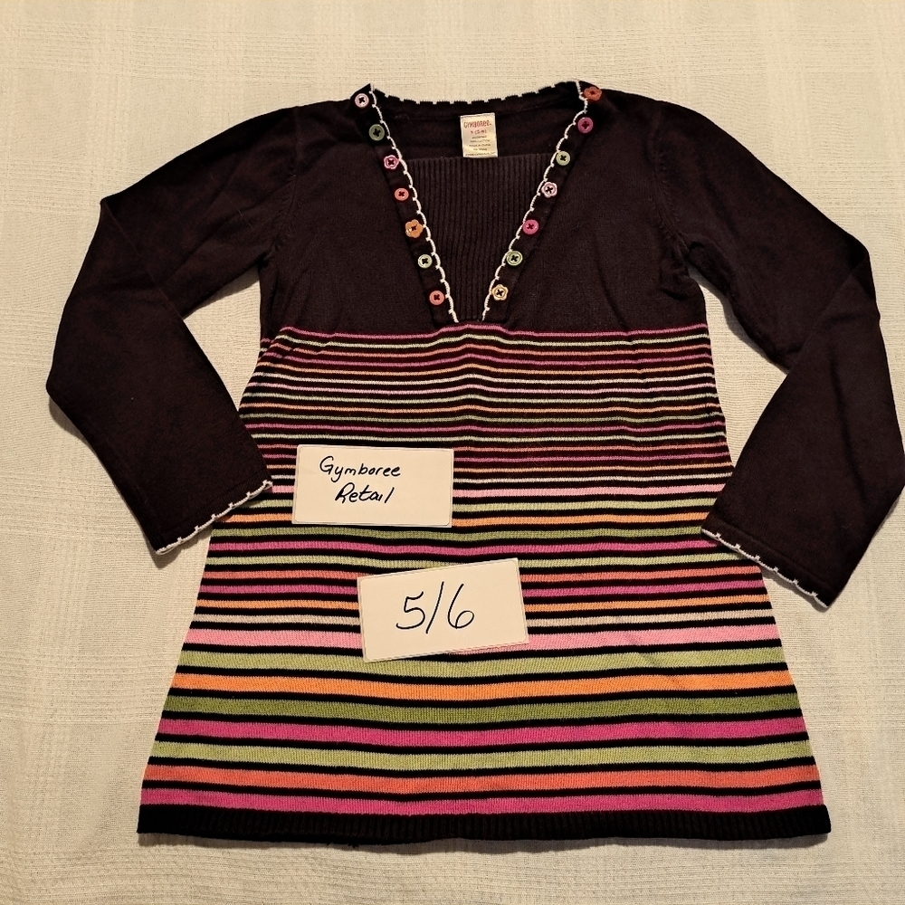 Gymboree girls size 5/6 All About Buttons sweater, has hole on back
